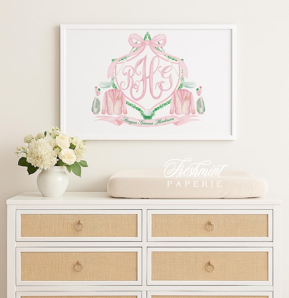 Watercolor monogram Golf nursery Wall Art, Nursery name print, Monogram Nursery, Custom nursery wall art, Golfing nursery art