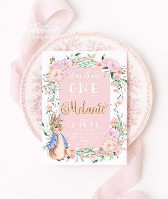Bunny Birthday Invitation | Floral Garden Party | Peter Rabbit