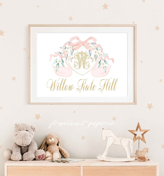 SWAN wall art, Floral Swan Wall Art, Nursery name print, Pink Swan Art Print, Custom nursery wall art