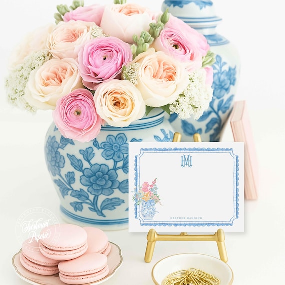 Personalized Stationery - Monogram Note Cards - Monogram Stationery Note Cards - Stationery Suite - Chinoiserie