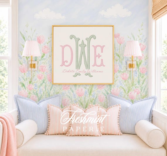 Monogram Nursery Wall Art: Custom Name Print