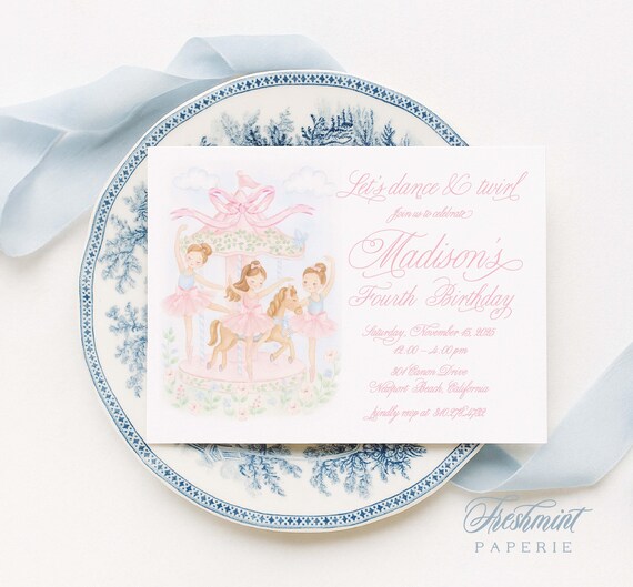 Pink Ballerina Birthday Invitation: Dance & Twirl Party