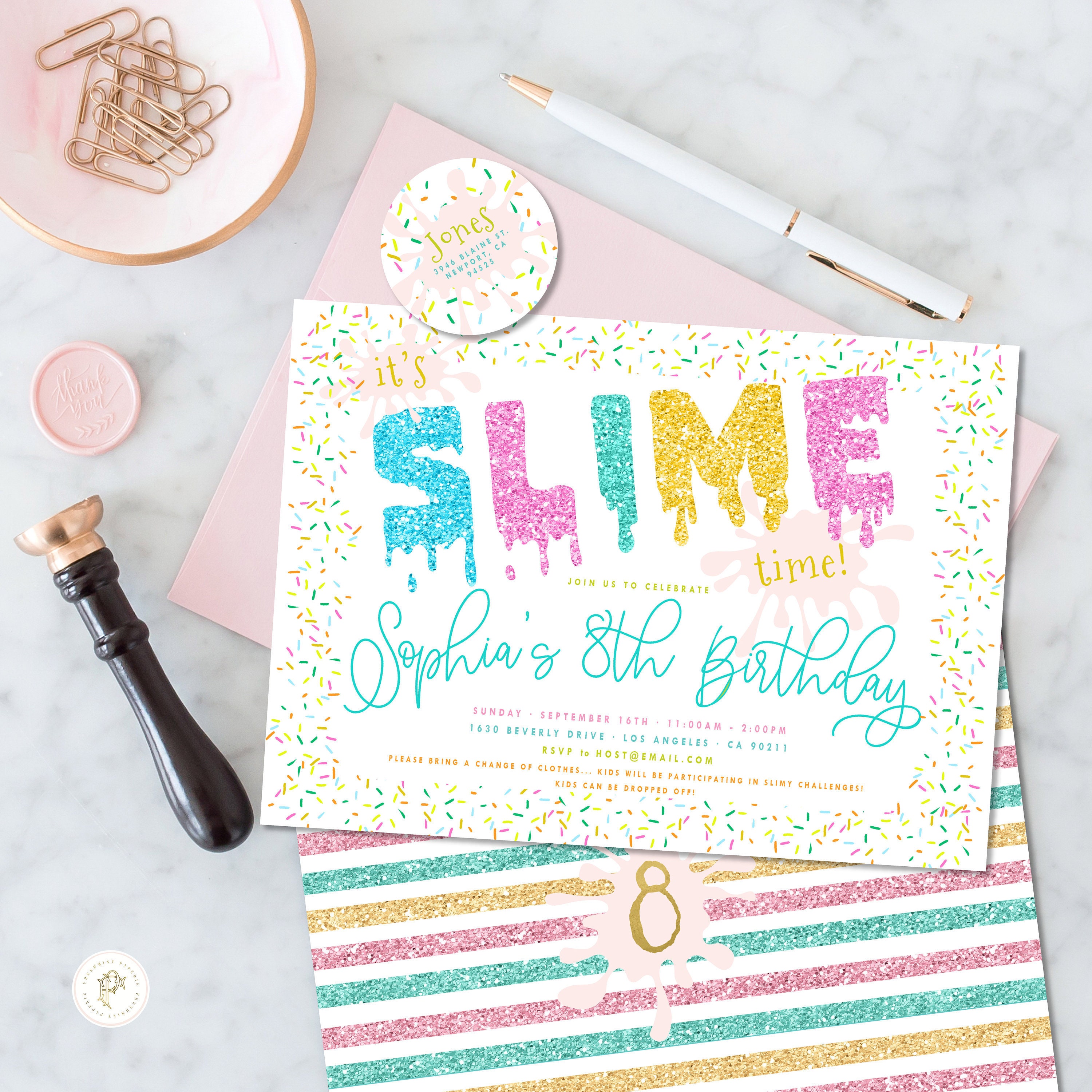 SLIME Invitation Slime Birthday Invitation Slime Party Invitation 