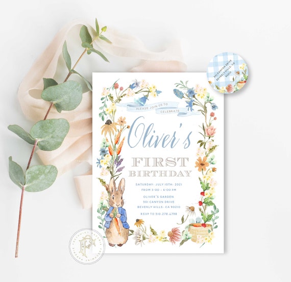 Rabbit invitation | Bunny Birthday Invitation | Easter Invitation | Easter Bunny Invite | Garden Birthday Invitation