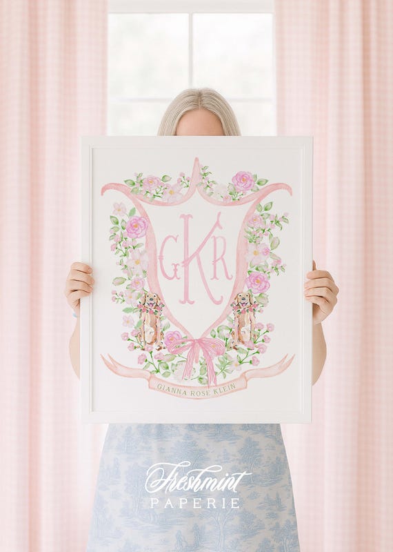 Puppy wall art, Labrador Wall Art, Nursery name print, Monogram, Custom nursery wall art, Dog nursery art