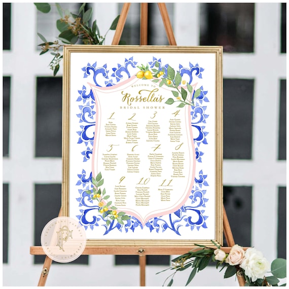 Lemon Citrus Seating Chart  | Calligraphy Seating Chart | Lemon seating chart | Wedding Seating Chart | Wedding Stationery