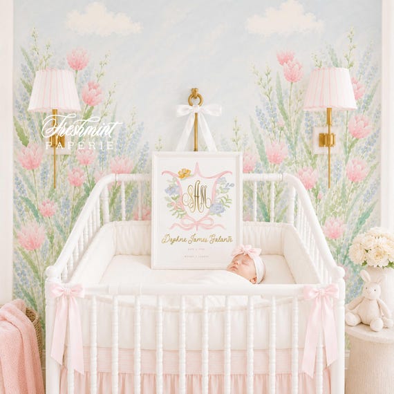 Personalized Newborn Announcement Crest Print, Nursery Wall Art