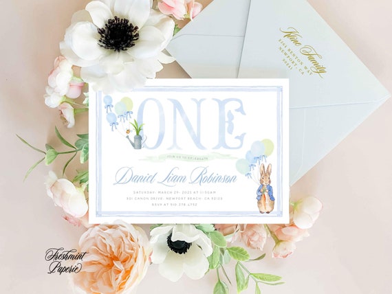 Bunny invitation | Bunny Birthday Invitation | Easter Invitation | Easter Bunny Invite | Some bunny is ONE
