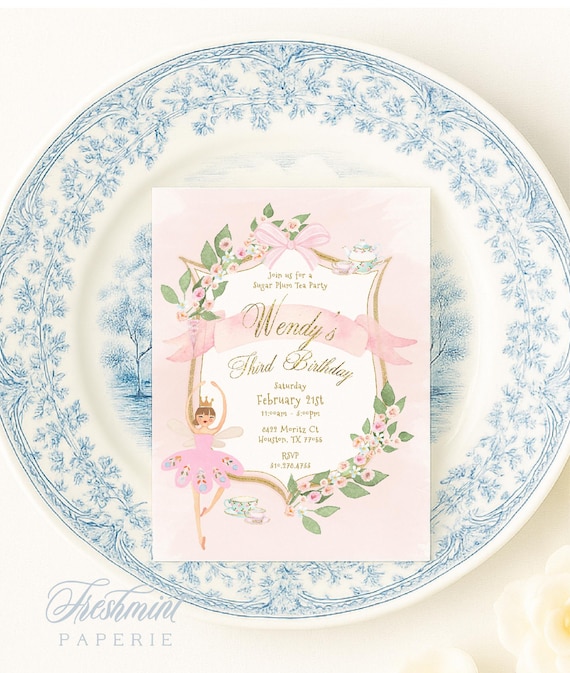 Sugar Plum Tea Party invitation, Nutcracker, Winter Onederland, Ballerina, Grandmillennial, Tutu