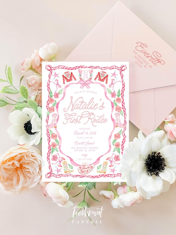 Western Birthday Invitation, Cowgirl Birthday Invitation, Rodeo Invitation, Saddle Up invitation, Howdy Invitation, First Rodeo