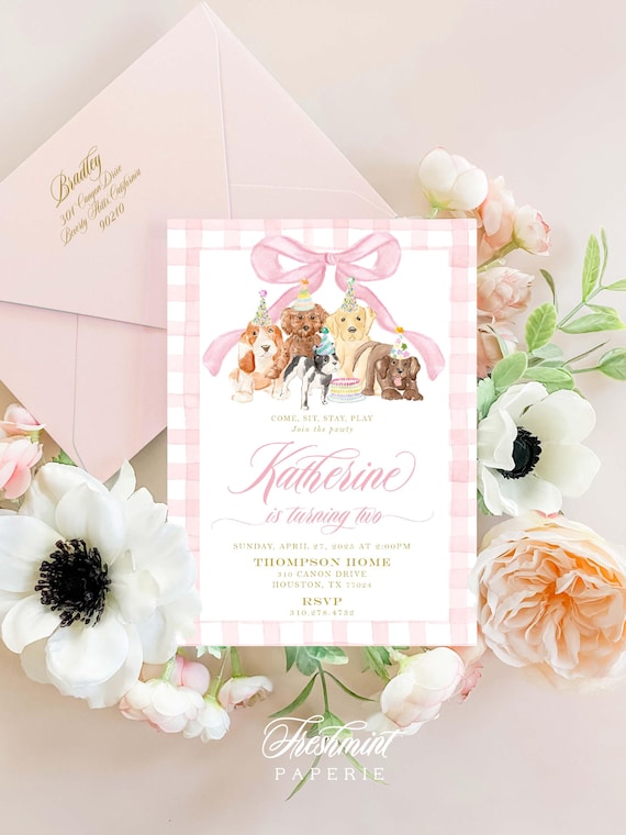 Watercolor Puppy Crest Invitations  - Puppy invitation - Puppy Birthday Invitation - Puppy Party - Puppy Love - Dog invitation - First Bday
