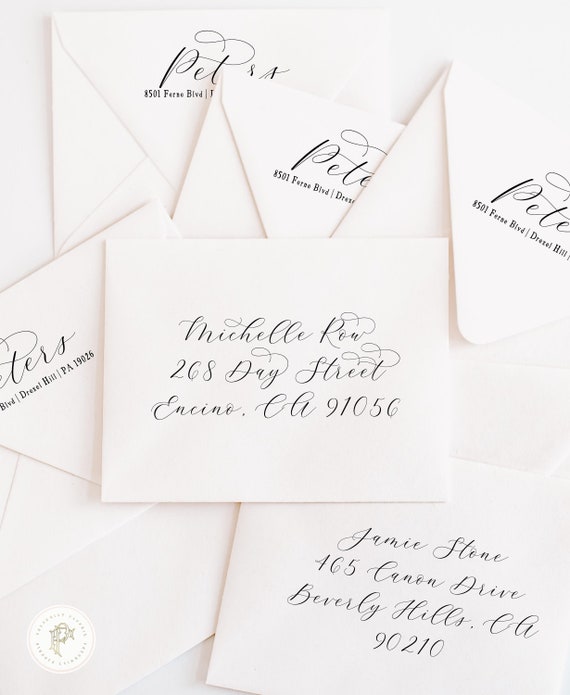 Return and Guest addressing on envelopes - Recipient addressing - Return address -  Envelopes addressing - freshmint paperie