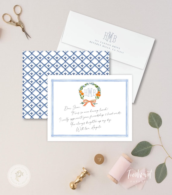 Personalized Stationery - Monogram Note Cards - Monogram Stationery Note Cards - Stationery Suite - Watercolor Suite - set9