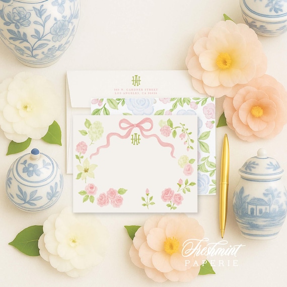 Personalized Stationery - Monogram Note Cards - Monogram Stationery Note Cards - Stationery Suite - Custom Gift for Her- set65