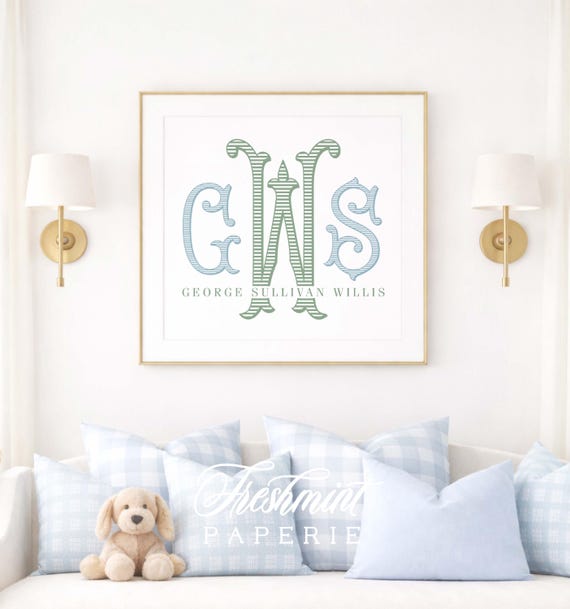 Monogram Nursery Wall Art: Custom Name Print