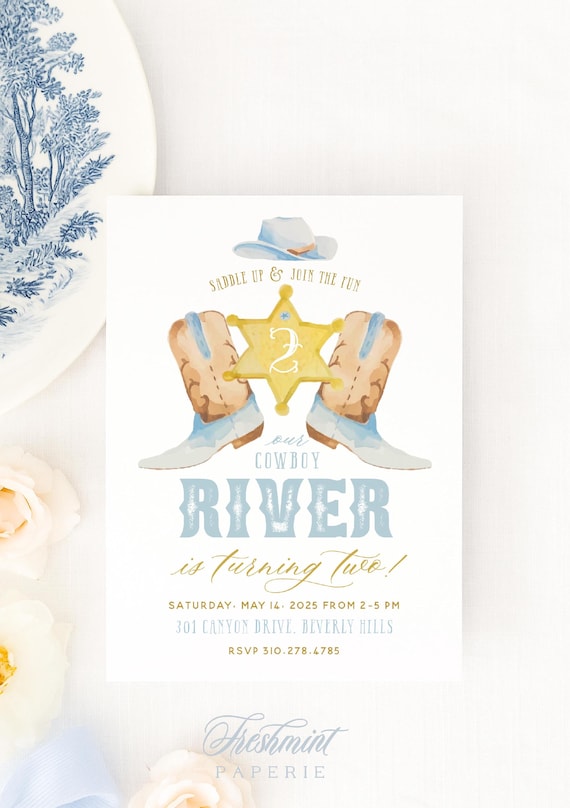 Western Birthday Invitation, Cowboy Birthday Invitation, Rodeo Invitation, Saddle Up invitation, Howdy Invitation