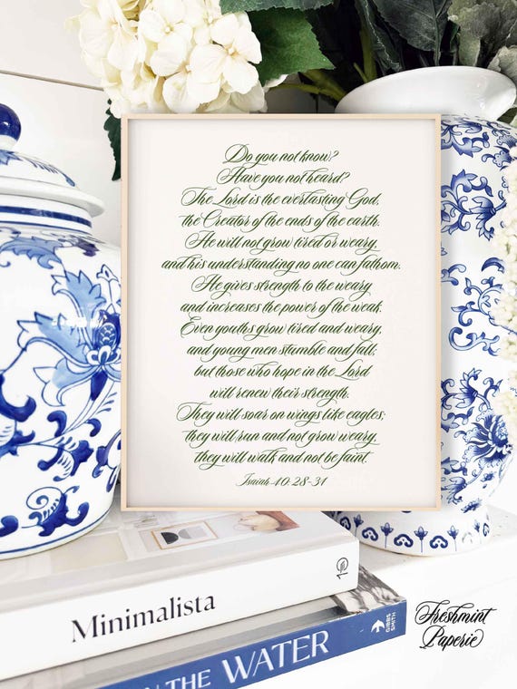 Isaiah 40: 28-31, Scripture Sign, Scripture, Bible Verse, Bible Verse Typography, Bible Verse, Scripture Calligraphy Wall art, Typography