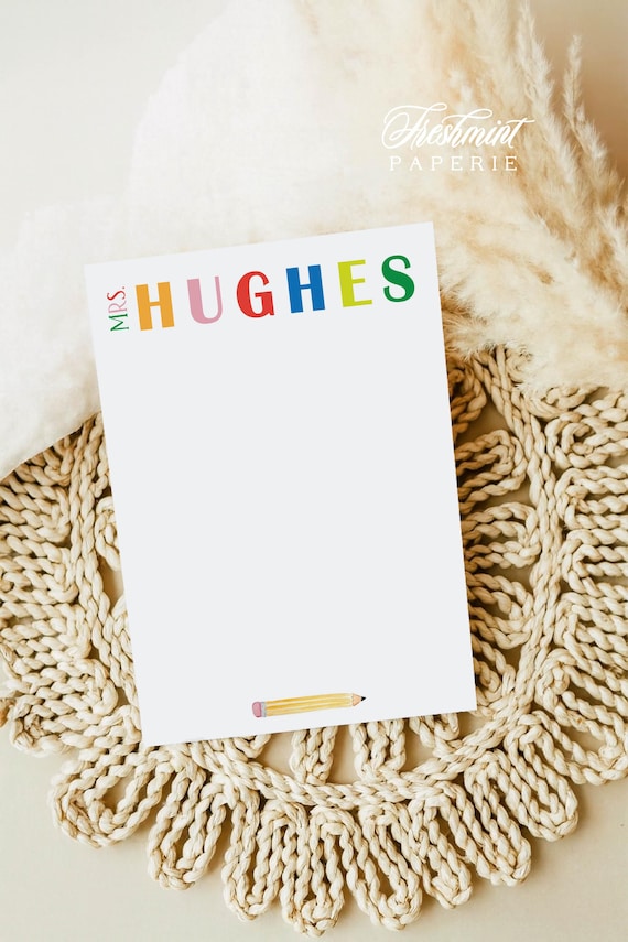 Custom Teacher Notepad: 5x7 Personalized Stationery