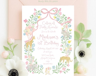 Safari First Birthday Invitation: Party Animals Theme