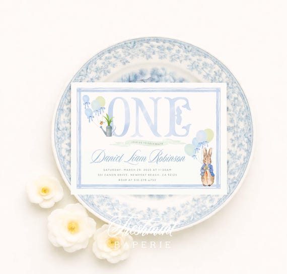 Bunny Birthday Invitation | Watercolor Peter Rabbit