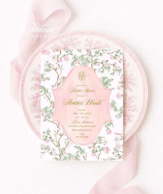 Watercolor Cherry Blossom Bridal Shower Invitation