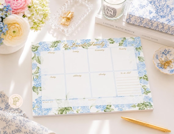 Family Notepad: Hydrangea Watercolor, Custom Stationery