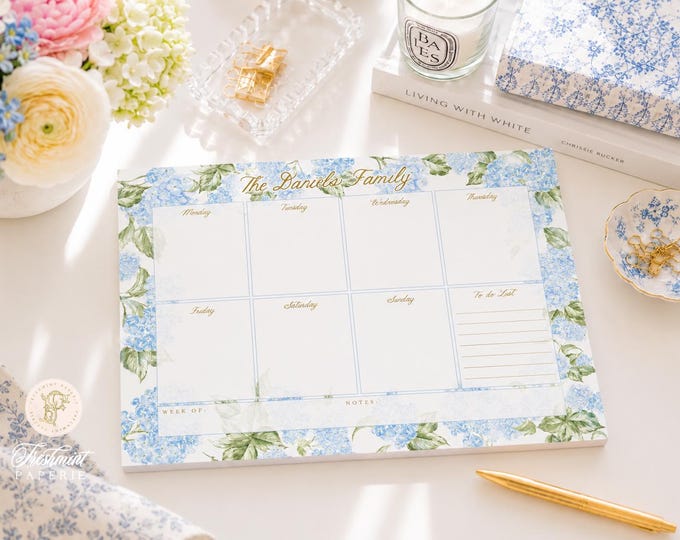 Family Notepad: Hydrangea Watercolor, Custom Stationery