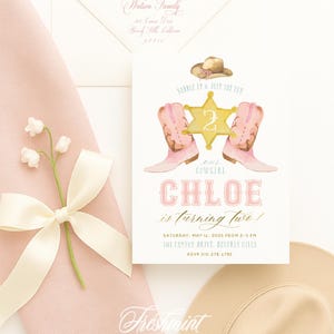 Western Birthday Invitation, Cowgirl Birthday Invitation, Rodeo Invitation, Saddle Up invitation, Howdy Invitation image 1