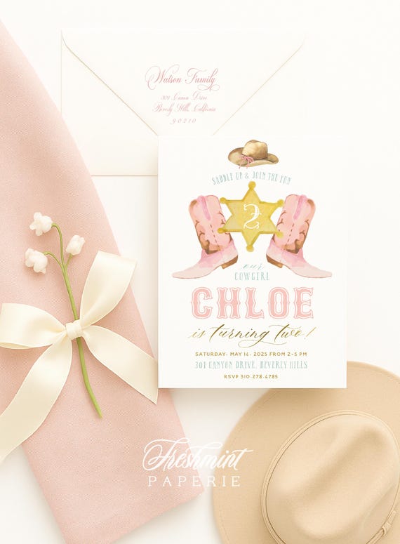 Western Birthday Invitation, Cowgirl Birthday Invitation, Rodeo Invitation, Saddle Up invitation, Howdy Invitation
