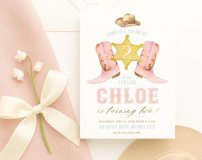 Western Birthday Invitation, Cowgirl Birthday Invitation, Rodeo Invitation, Saddle Up invitation, Howdy Invitation
