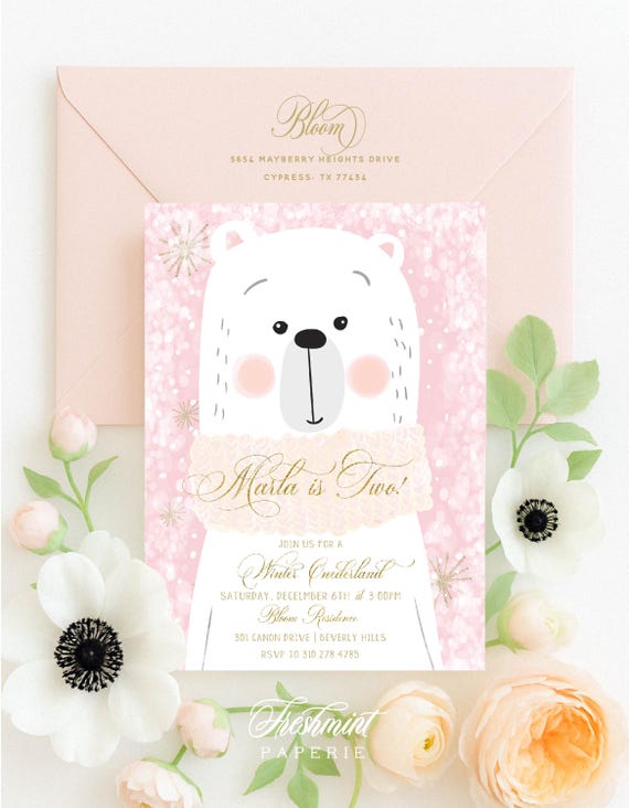 Winter ONEderland invitation | Winter wonderland invitation | Polar Bear invitation | first Birthday | Winter Onederland Birthday invitation