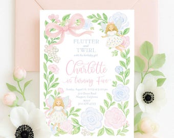 Watercolor Fairy Birthday Invitation: Floral Garden Party