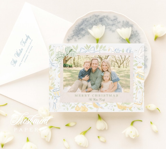 Watercolor Christmas Photo Cards: 12 Days of Christmas, Gingham