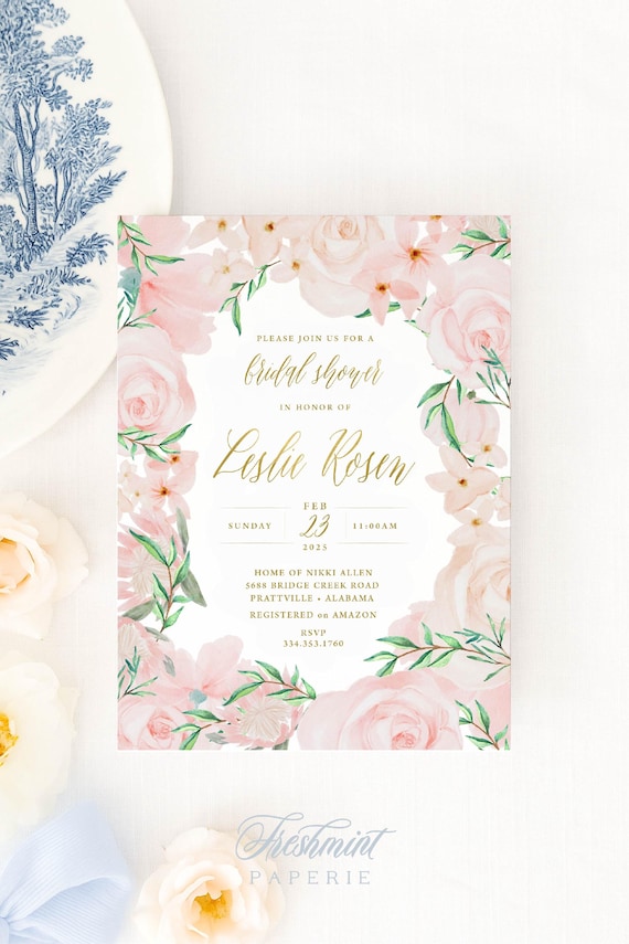 Peony invitation, Pink Peony invitation, Bridal Shower Invitation, Peonies Invitation, Peony invite, Pink Peony, Watercolor Peonies, Floral