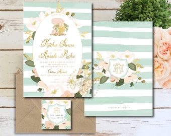kitchen shower invitation - mixer kitchen shower invitation - kitchen shower - floral mixer invitation - freshmint paperie