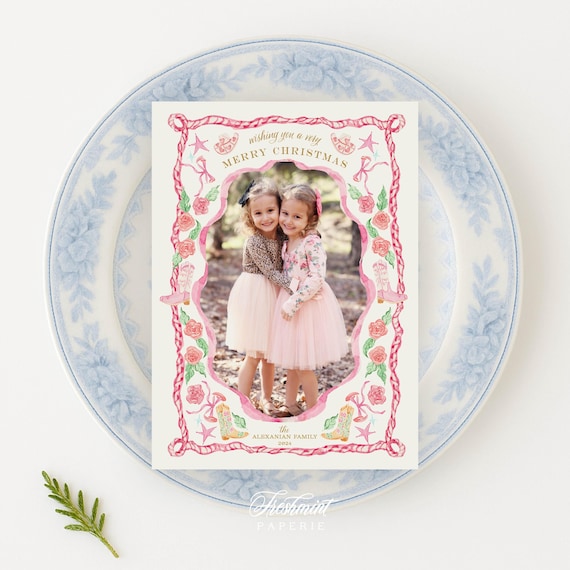 Pink Cowgirl Christmas Photo Cards: Western Holiday Design