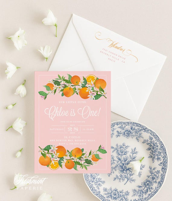 Orange Birthday invitation | Cutie Birthday Invitation | Birthday invitation | French Country Invitation | Countryside invite