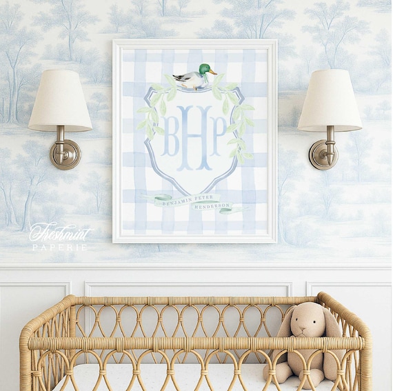Mallard Duck wall art, Duck Wall Art, Monogram wall art, Mallard Duck Monogram Art Print, Custom nursery wall art