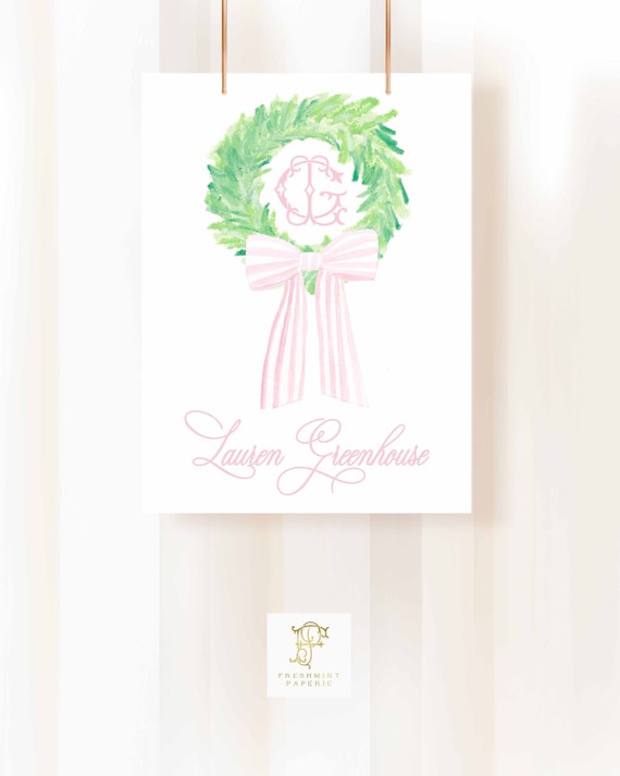 Baby Announcement, Pink Ribbon wall art, Baby name Announcement, Pink and white Ribbon, Monogram Wall Art, Newborn, Nursery wall art