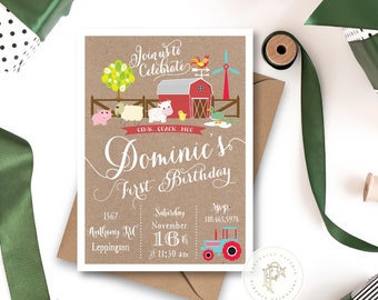 Barnyard farm invitation, kids birthday Farm invitation, Petting zoo invitation, Petting zoo farm Birthday Party invitation for Kids