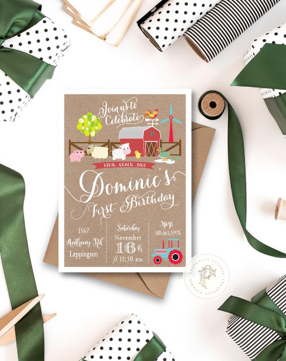 Barnyard farm invitation, kids birthday Farm invitation, Petting zoo invitation, Petting zoo farm Birthday Party invitation for Kids