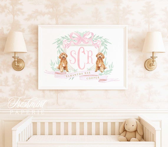 Puppy wall art, Goldendoodle print, Doodle print, Labradoodle Print, Custom nursery wall art, Dog nursery art, Doodle wall print, Dog art
