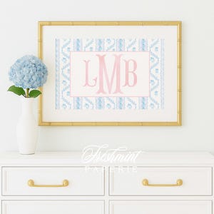 Nursery wall art, Monogram Nursery Wall Art, Nursery print, Watercolor Floral Nursery Print, Custom nursery wall art, Chinoiserie, Toile