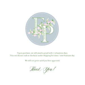 May include: A circular logo with the text "FRESHMINT PAPERIE" in green, with a floral design. The logo is set against a light blue background. Below the logo, the text "Thank You!" is written in a script font.