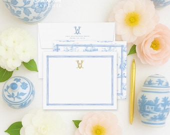 Personalized Stationery - Ginger Jar Note Cards - Monogram Note Cards - Chinoiserie Notecards - Chinoiserie - set23