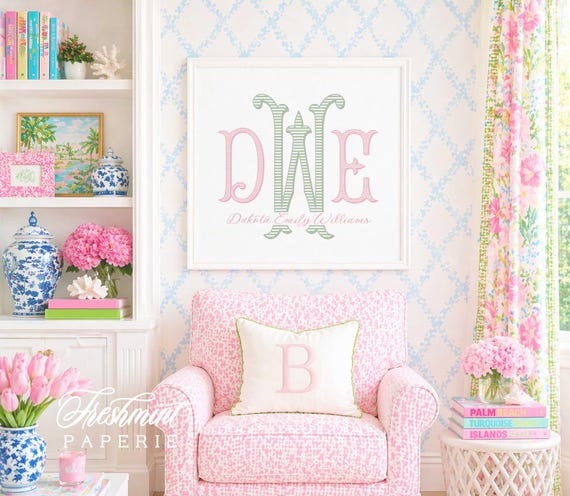 Monogram Nursery Wall Art: Custom Name Print