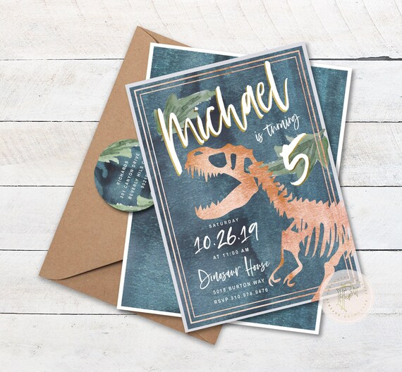 Dinosaur invitation, Rex invite, tarpits invitation, Dino Invitation, Boys invitation, Dinosaur Birthday, Rawr