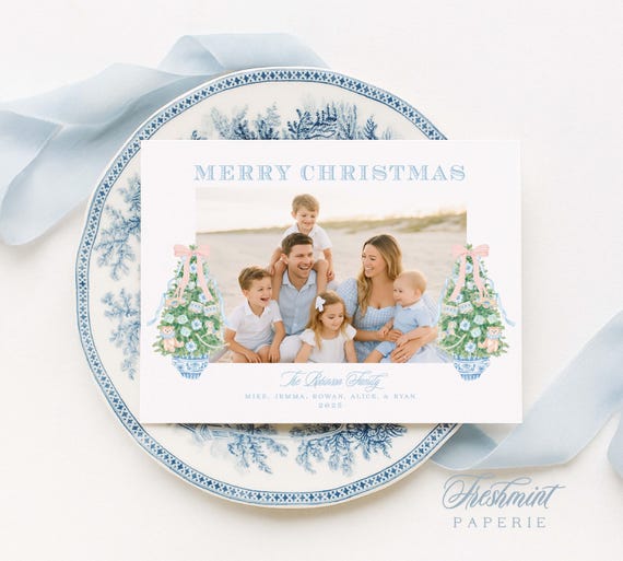 Chinoiserie Christmas Photo Cards: Ginger Jar Holiday Cards