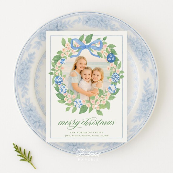 Chinoiserie Holiday Cards, Christmas card, Photo Christmas cards, Photo holiday cards, Pretty Holiday Cards, Chinoiserie ornaments