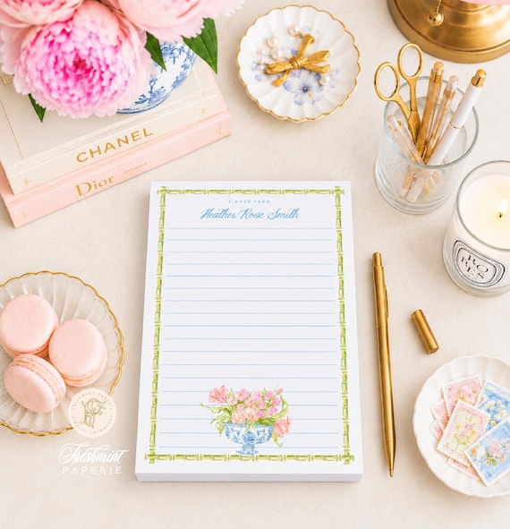 Bamboo Floral Watercolor Notepad: To Do List - 5x7 - Chinoiserie